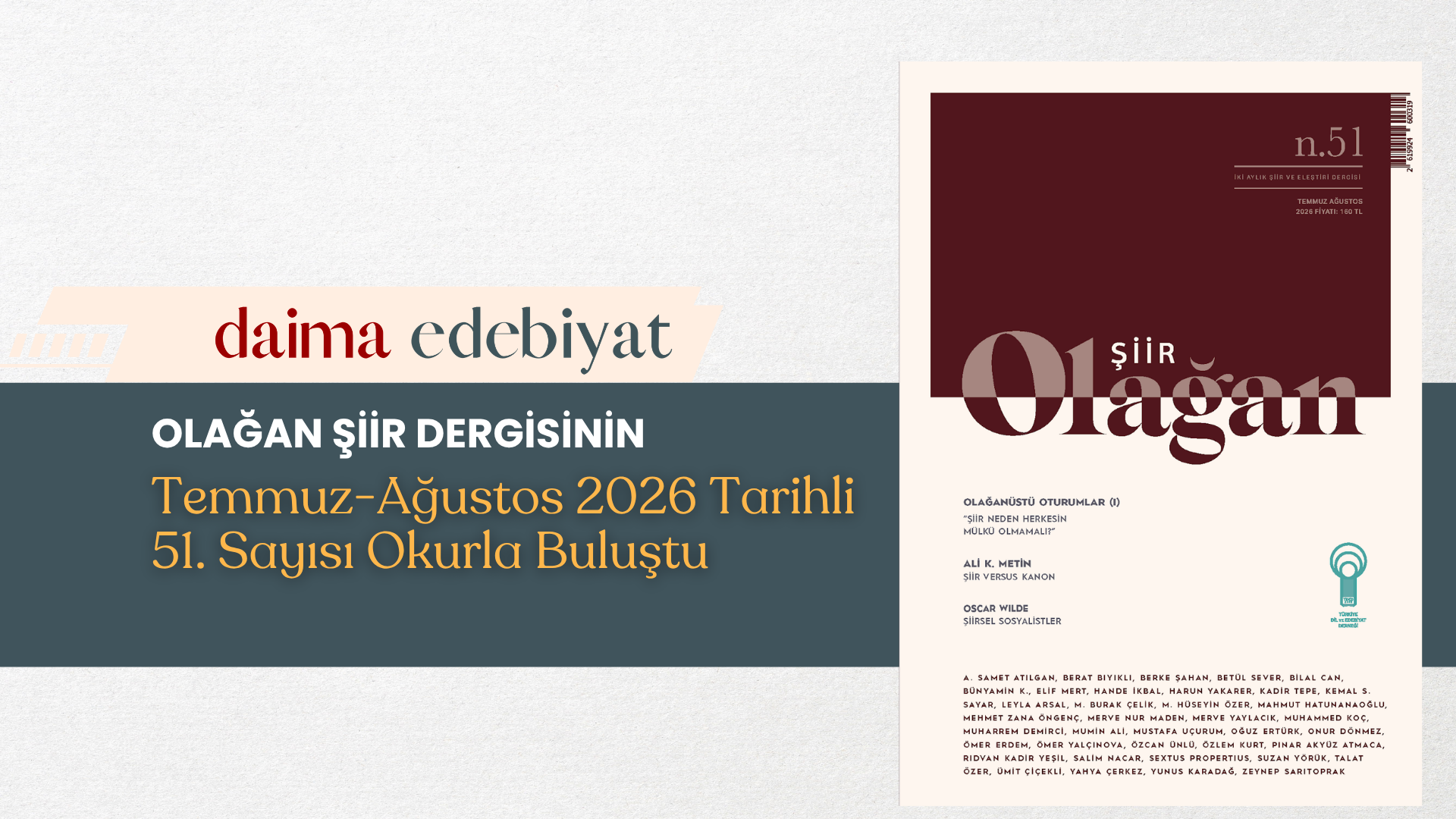 Olağan Şiir’in 51. Sayısı Çıktı
