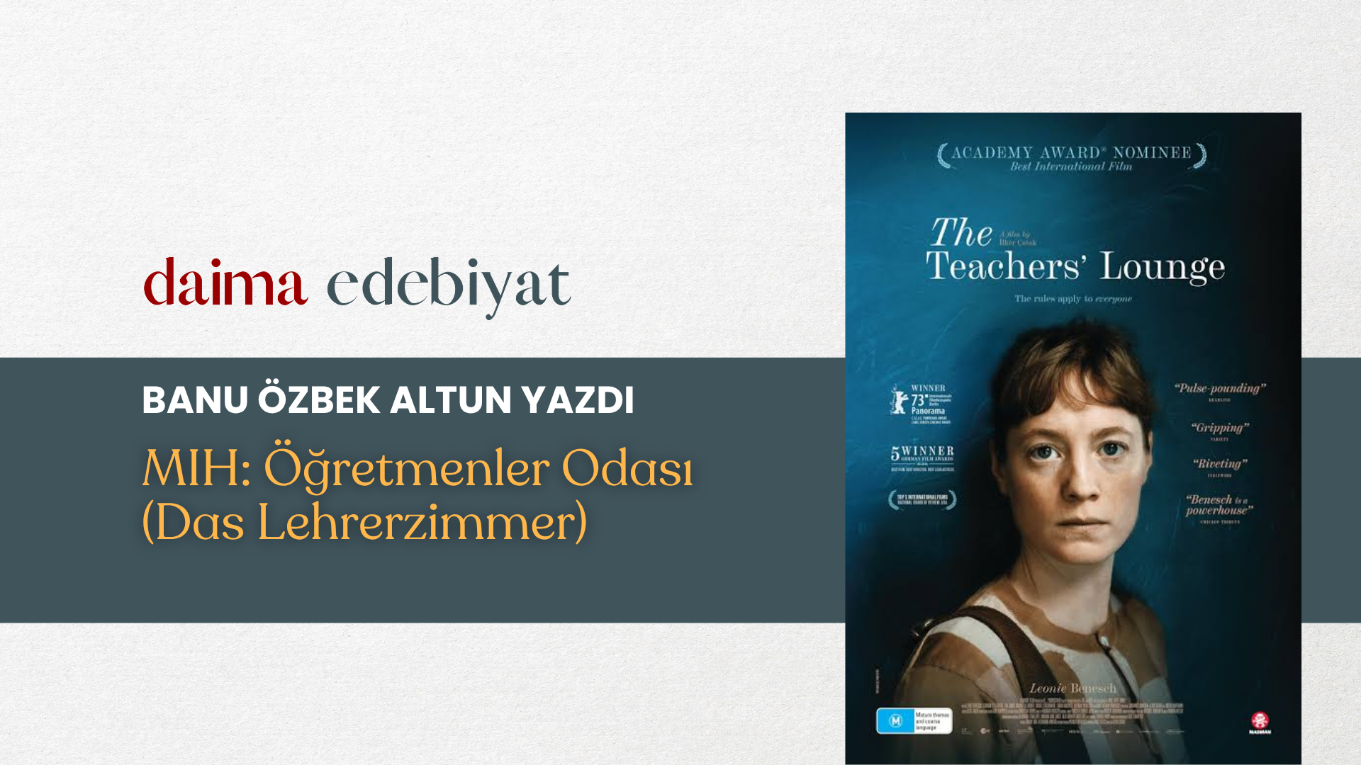 Banu Özbek Altun Yazdı | MIH: Öğretmenler Odası (Das Lehrerzimmer) Banu Özbek Altun Yazdı | MIH: Öğretmenler Odası (Das Lehrerzimmer)