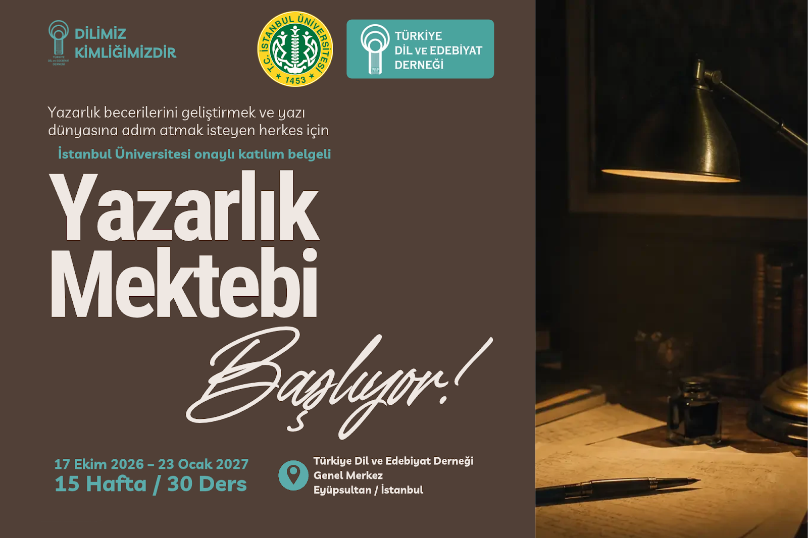 TDED Yazarlık Mektebi 17 Ekim’de Başlıyor TDED Yazarlık Mektebi 17 Ekim’de Başlıyor