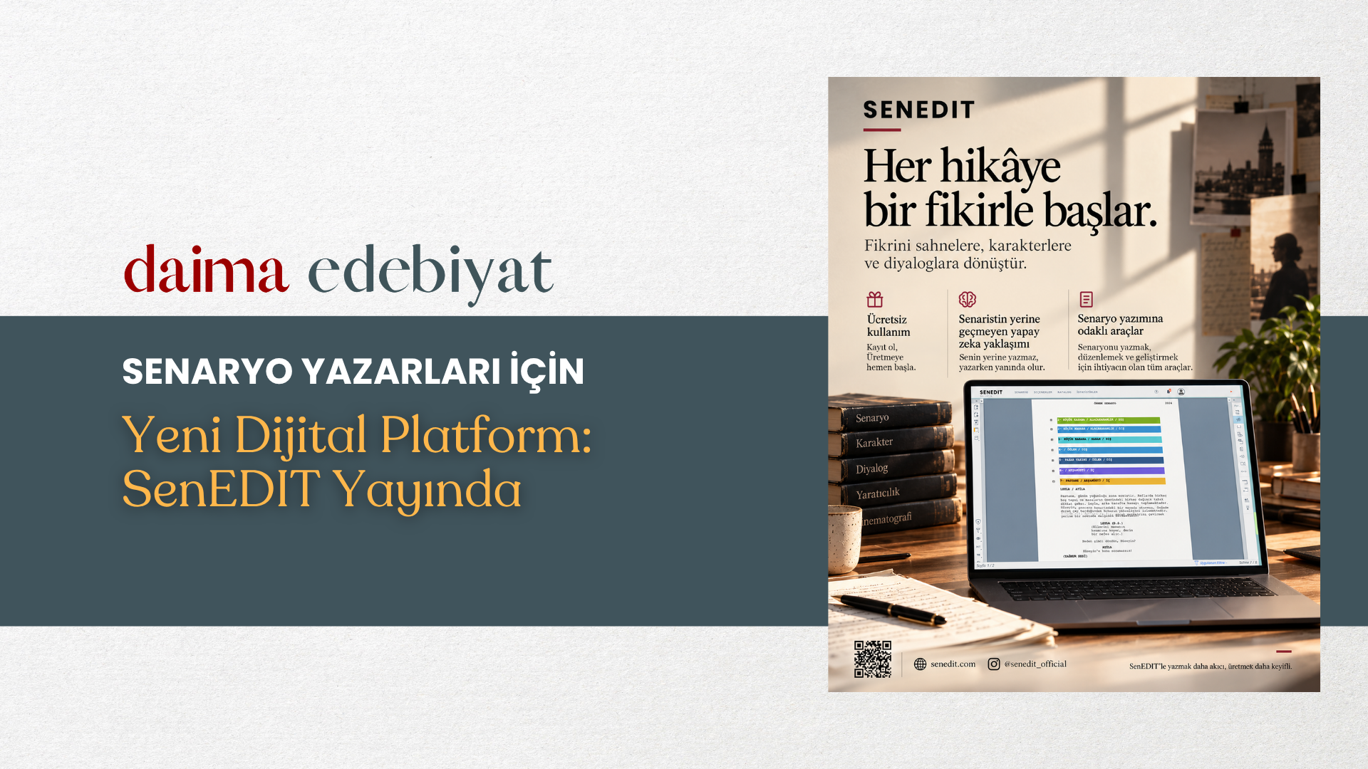 Senaryo Yazarları İçin Yeni Dijital Platform: SenEDIT Yayında Senaryo Yazarları İçin Yeni Dijital Platform: SenEDIT Yayında